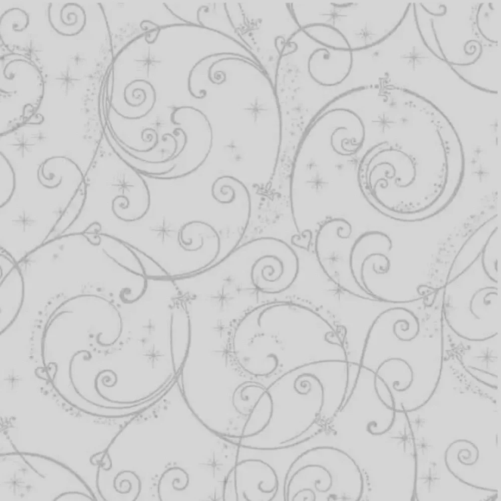Disney Princess Scroll White/ Silver Glitter Wallpaper 2 Roll Prepasted Washable